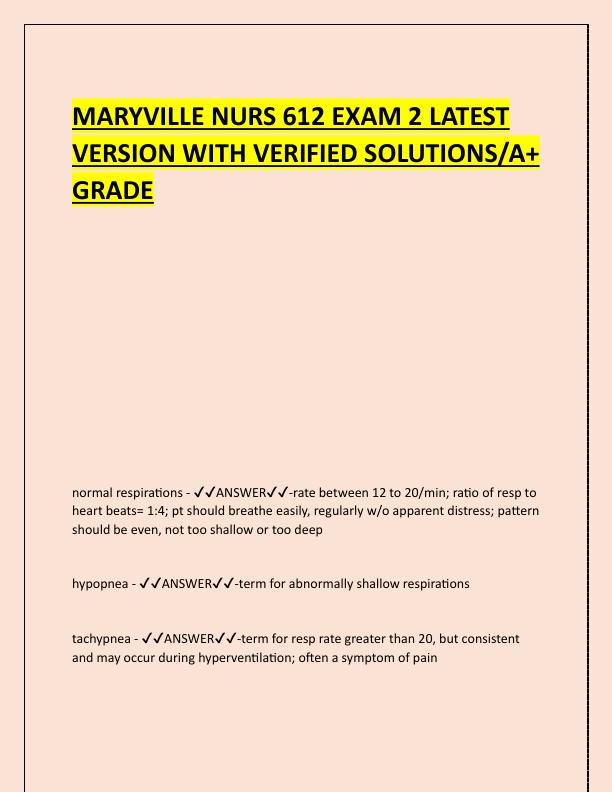 MARYVILLE NURS 612 EXAM 2 LATEST VERSION WITH VERIFIED SOLUTIONS.pdf