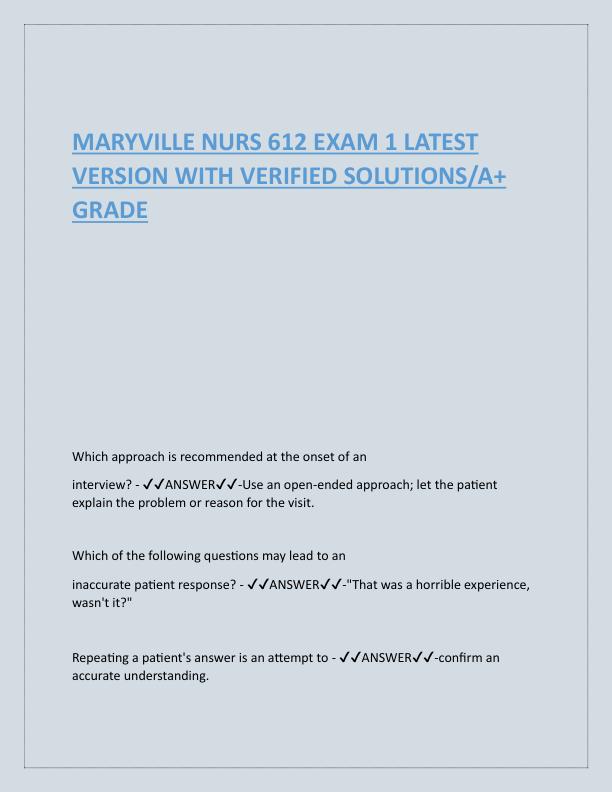 MARYVILLE NURS 612 EXAM 1 LATEST VERSION WITH VERIFIED SOLUTIONS.pdf