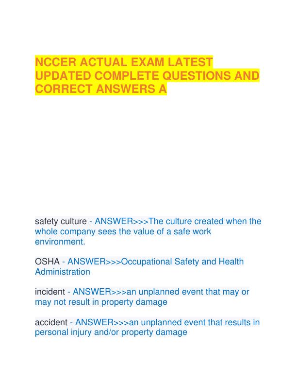 NCCER ACTUAL EXAM LATEST UPDATED COMPLETE QUESTIONS AND CORRECT ANSWERS A.pdf