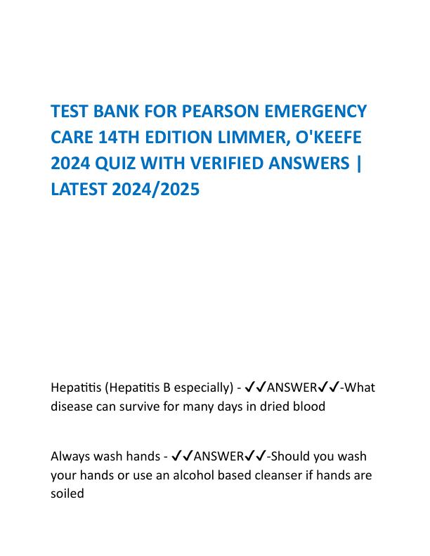 TEST BANK FOR PEARSON EMERGENCY CARE 14TH EDITION LIMMER.pdf