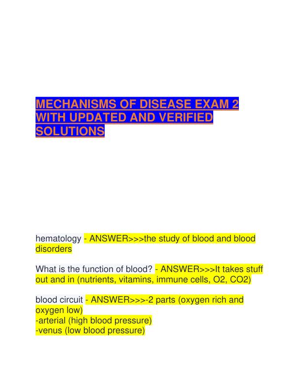 MECHANISMS OF DISEASE EXAM 2 WITH UPDATED AND VERIFIED SOLUTIONS.pdf