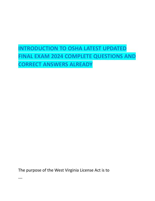 INTRODUCTION TO OSHA LATEST UPDATED FINAL EXAM 2024 COMPLETE QUESTIONS AND CORRECT ANSWERS ALREADY.pdf