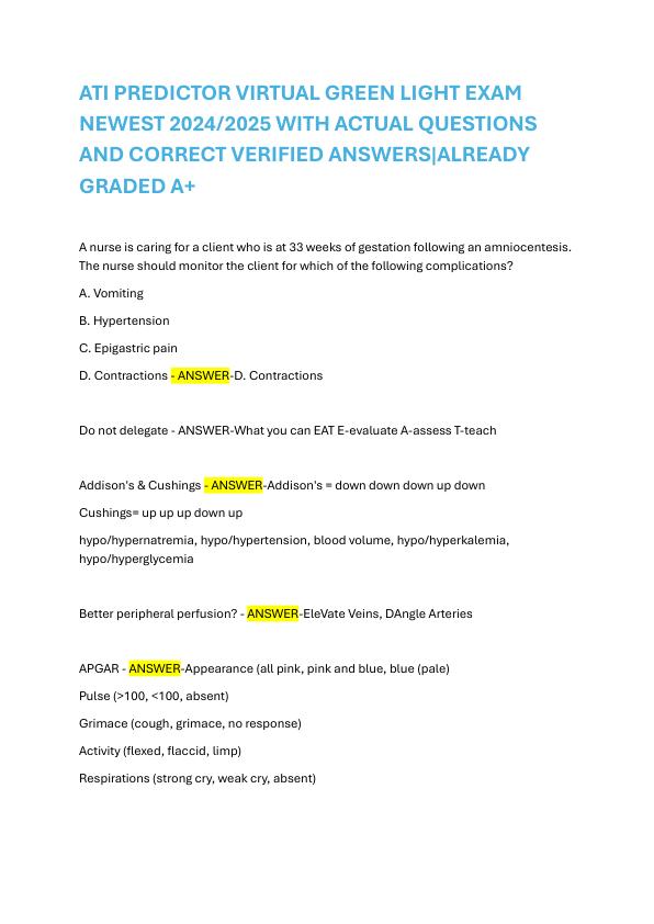 ATI PREDICTOR VIRTUAL GREEN LIGHT EXAM NEWEST 2024.pdf