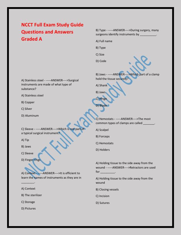 NCCT Full Exam Study Guide Questions and Answers Graded A.pdf