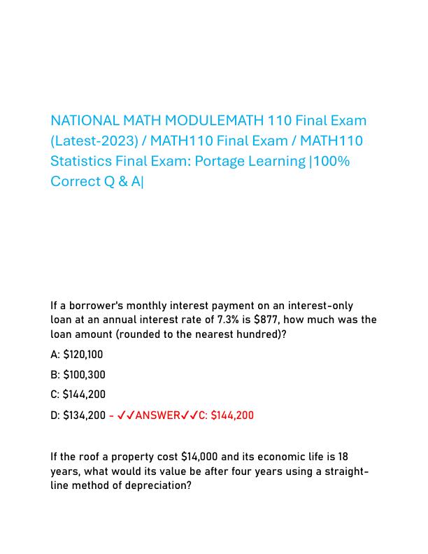 NATIONAL MATH MODULEMATH 110 Final Exam.pdf