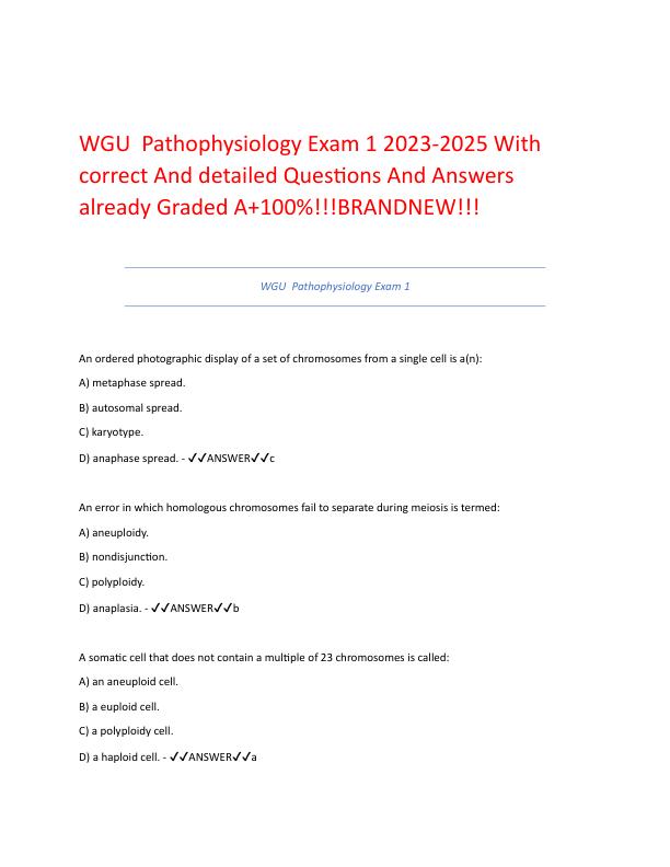 WGU  Pathophysiology Exam 1 2023.pdf