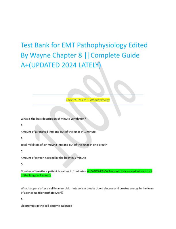 Test Bank for EMT Pathophysiology Edited By Wayne Chapter 8.pdf