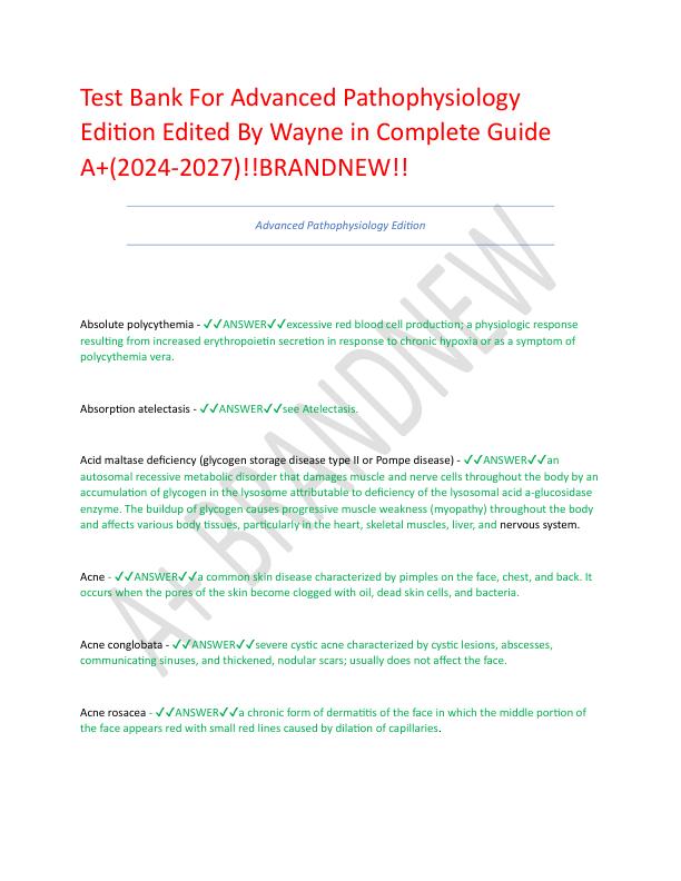 Test Bank For Advanced Pathophysiology Edition Edited By Wayne in Complete Guide A.pdf