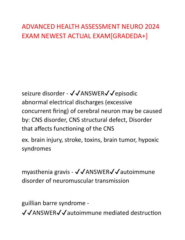 ADVANCED HEALTH ASSESSMENT NEURO 2024 EXAM NEWEST ACTUAL EXAM.pdf