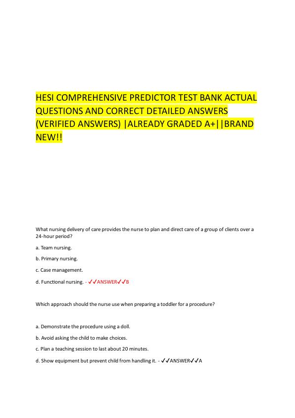 HESI COMPREHENSIVE PREDICTOR TEST BANK ACTUAL QUESTIONS AND CORRECT DETAILED ANSWERS.pdf