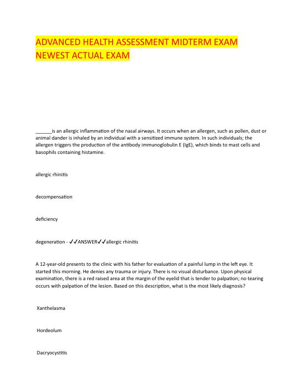 ADVANCED HEALTH ASSESSMENT MIDTERM EXAM NEWEST ACTUAL EXAM.pdf