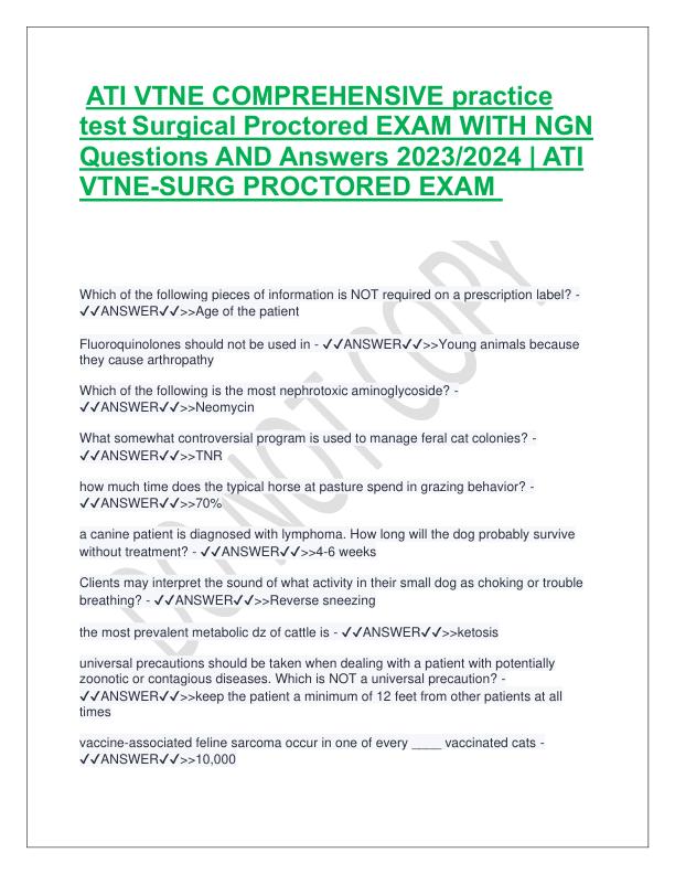 ATI VTNE COMPREHENSIVE practice test Surgical Proctored EXAM WITH NGN Questions AND Answers 2023.pdf