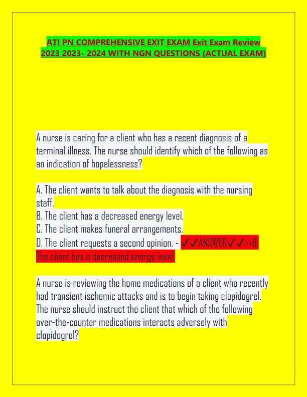 ATI PN COMPREHENSIVE EXIT EXAM Exit Exam Review 2023 2023.pdf