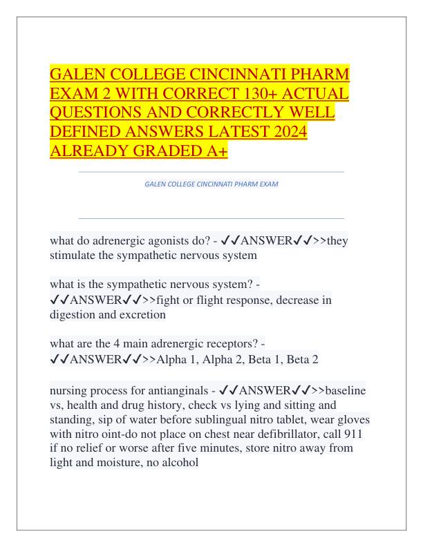 GALEN COLLEGE CINCINNATI PHARM EXAM 2 WITH CORRECT 130.pdf