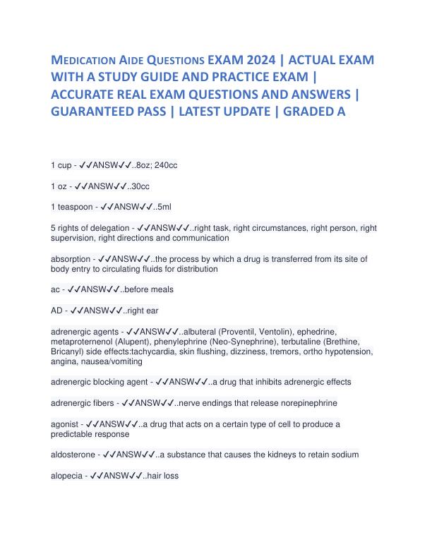 Medication Aide Questions EXAM 2024.pdf