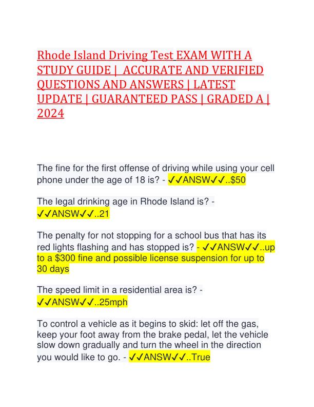 Rhode Island Driving Test EXAM WITH A STUDY GUIDE.pdf