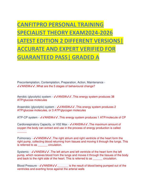 CANFITPRO PERSONAL TRAINING SPECIALIST THEORY EXAM2024.pdf