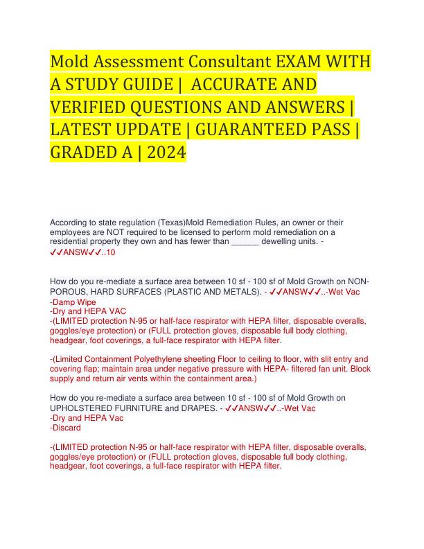 Mold Assessment Consultant EXAM WITH A STUDY GUIDE.pdf