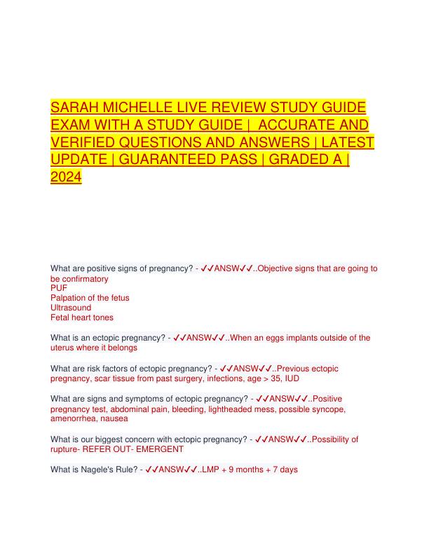 SARAH MICHELLE LIVE REVIEW STUDY GUIDE EXAM WITH A STUDY GUIDE.pdf