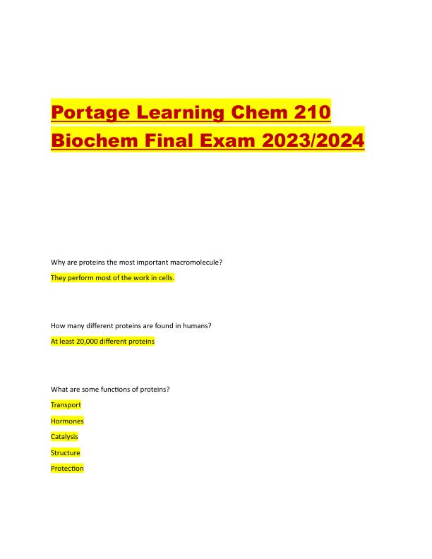 Portage Learning Chem 210 Biochem Final Exam 2023.pdf