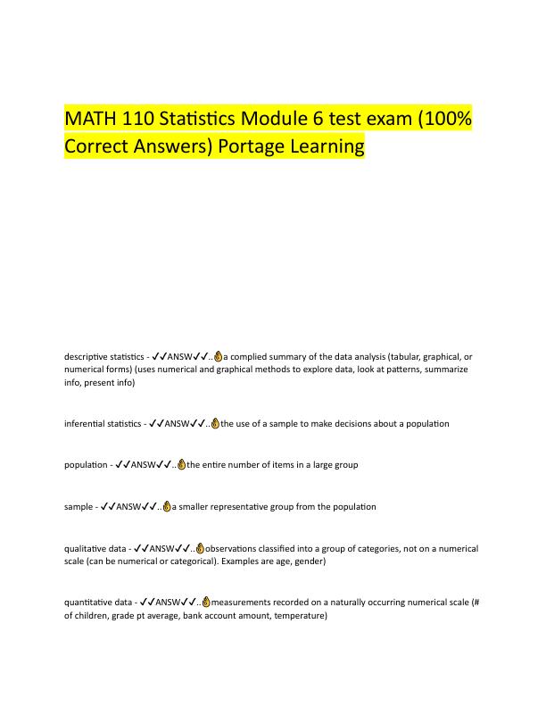 MATH 110 Statistics Module 6 test exam.pdf