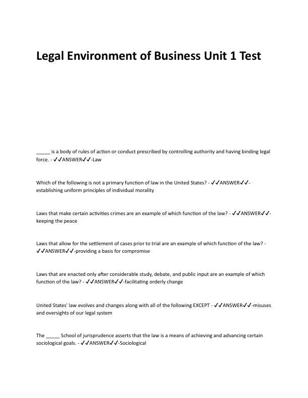 Legal Environment of Business Unit 1 Test.pdf