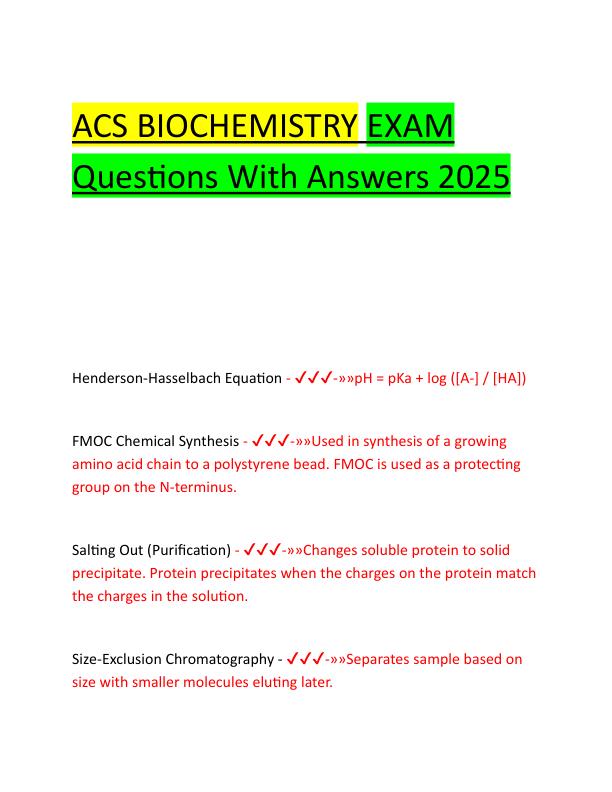 ACS BIOCHEMISTRY EXAM Questions With Answers 2025.pdf