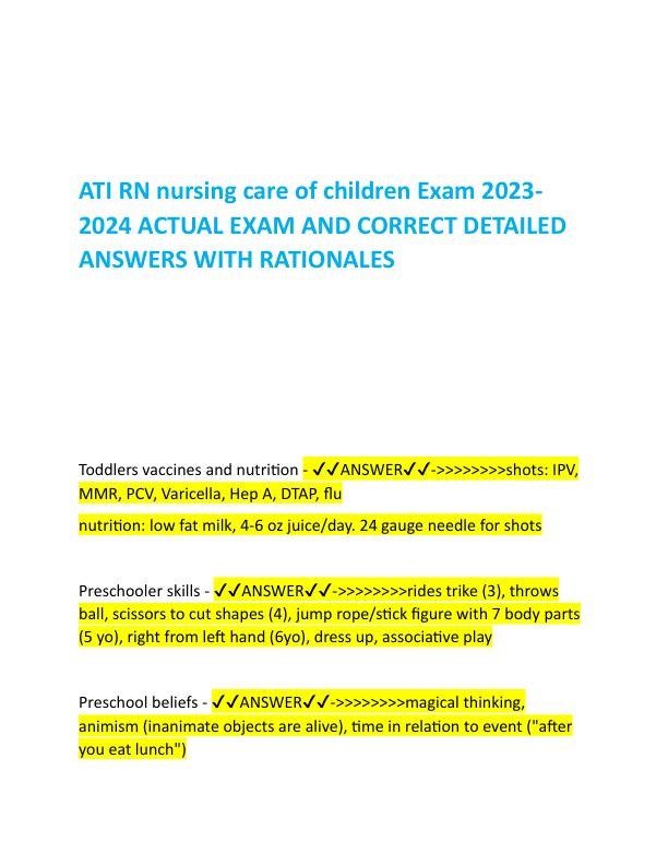 ATI RN nursing care of children Exam 2023.pdf