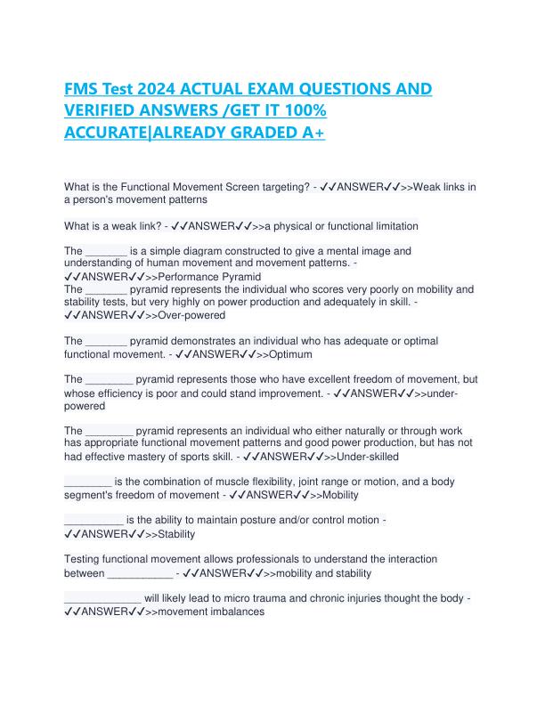 FMS Test 2024 ACTUAL EXAM QUESTIONS AND VERIFIED ANSWERS.pdf