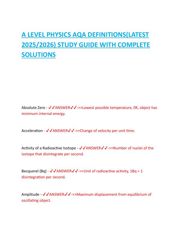 A LEVEL PHYSICS AQA DEFINITIONS