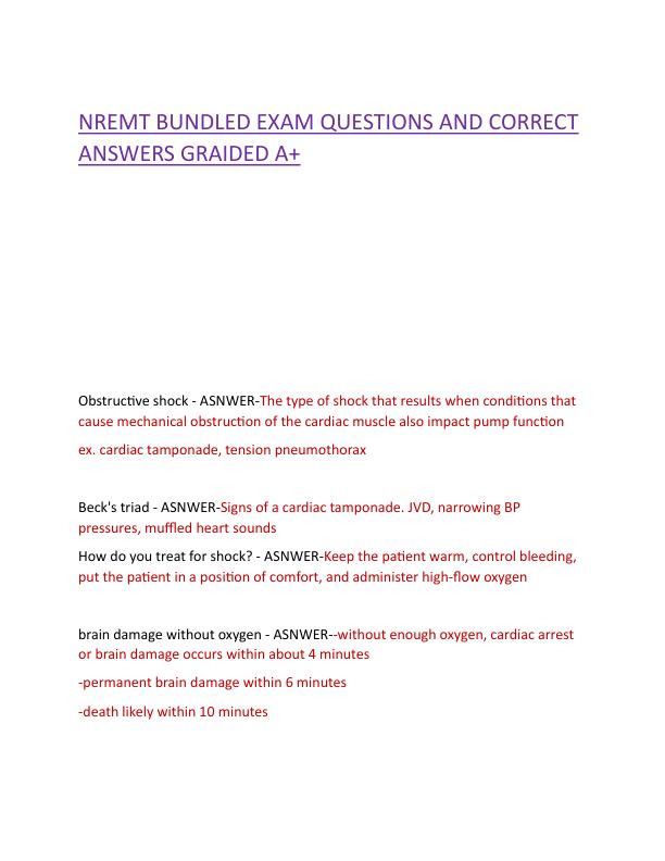 NREMT BUNDLED EXAM QUESTIONS AND CORRECT ANSWERS GRAIDED A.pdf