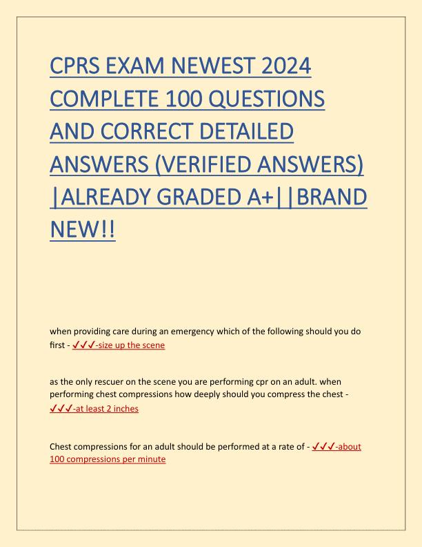 CPRS EXAM NEWEST 2024 COMPLETE 100 QUESTIONS AND CORRECT DETAILED ANSWERS.pdf