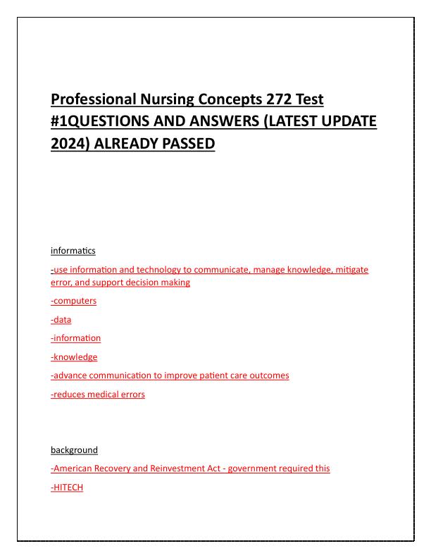 Professional Nursing Concepts 272 Test.pdf