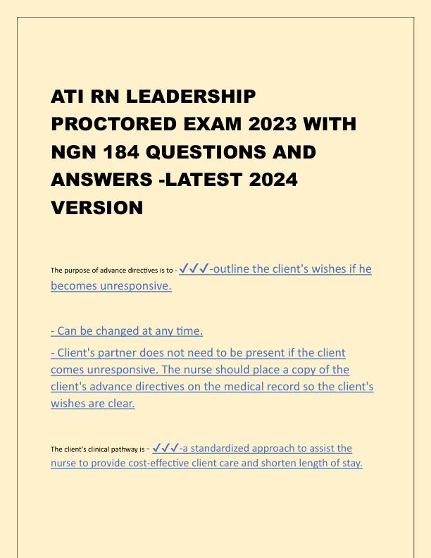 ATI RN LEADERSHIP PROCTORED EXAM 2023 WITH NGN 184 QUESTIONS AND ANSWERS.pdf