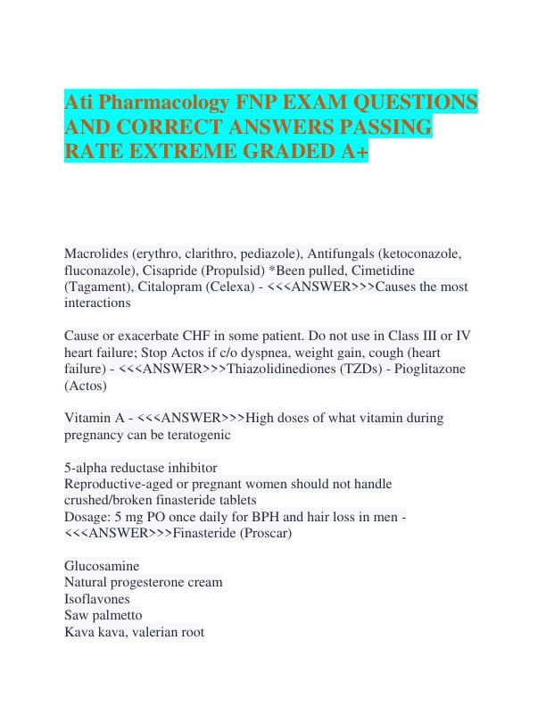 Ati Pharmacology FNP EXAM QUESTIONS AND CORRECT ANSWERS PASSING RATE EXTREME GRADED A - Copy.pdf