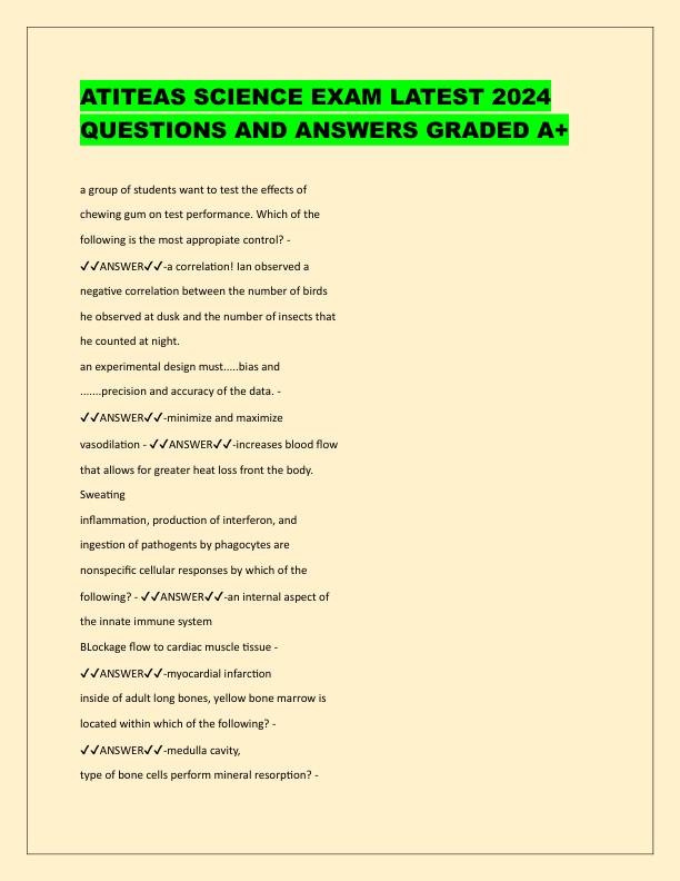 ATITEAS SCIENCE EXAM LATEST 2024 QUESTIONS AND ANSWERS GRADED A.pdf