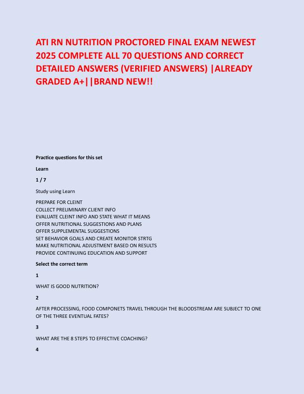 ATI RN NUTRITION PROCTORED FINAL EXAM NEWEST 2025 COMPLETE ALL 70 QUESTIONS AND CORRECT DETAILED ANSWERS.pdf