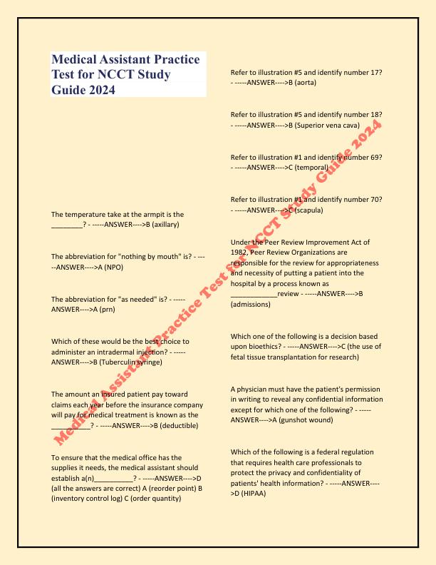 Medical Assistant Practice Test for NCCT Study Guide 2024.pdf