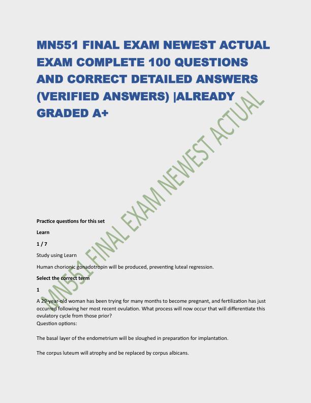 MN551 FINAL EXAM NEWEST ACTUAL EXAM COMPLETE 100 QUESTIONS AND CORRECT DETAILED.pdf