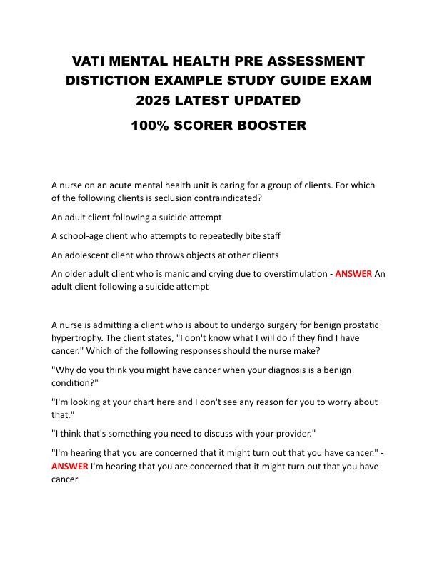 VATI MENTAL HEALTH PRE ASSESSMENT DISTICTION EXAMPLE STUDY GUIDE EXAM 2025 LATEST UPDATED.pdf