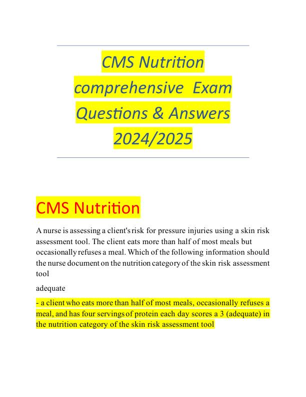 CMS Nutrition comprehensive  Exam Questions.pdf