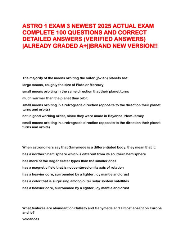 ASTRO 1 EXAM 3 NEWEST 2025 ACTUAL EXAM COMPLETE 100 QUESTIONS AND CORRECT DETAILED ANSWERS.pdf